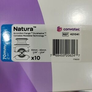 Convatec Natura Accordion Flange Durahesive Moldable 70mm 2 3/4"‎ 10ct New